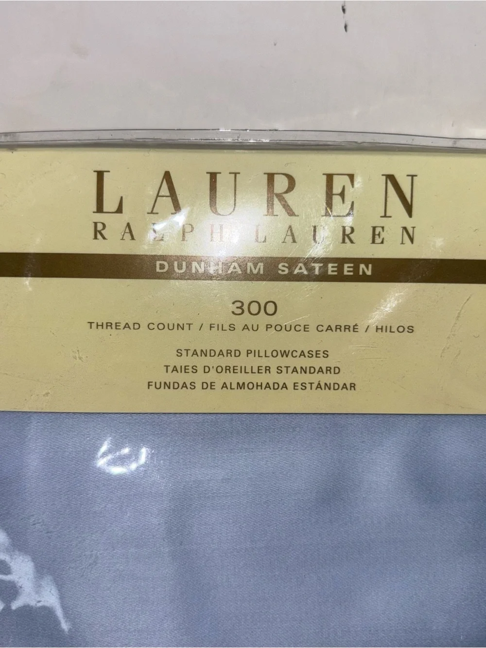 Ralph Lauren Dunham Sateen Blue Standard Pillowcases Pair 300 Thread Count